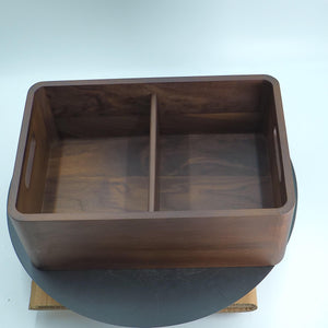 Handmade Walnut Wood Storage Box with Divider, Tabletop Organizer