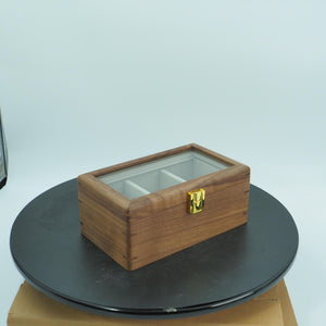 Black Walnut 3-Slot Watch Storage Box, Silk Cushion Pillows, Luxury Dustproof Watch Case