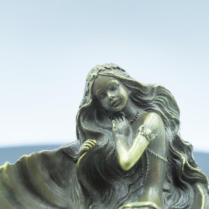 復古純銅貝殼美人魚雕像，性感3D裸體女神，水族箱裝飾