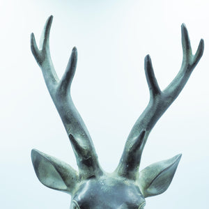 Large Bronze Deer Head Figurine, Powerful Presence, Rich Texture