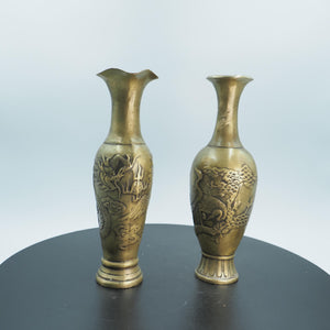 Pure Copper Dragon and Crane Vase: Chinese Artistry Ornament