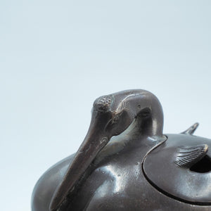 Large Thickened Vintage-Style Pure Copper Swan Figurine, Plump Body, Antique Finish