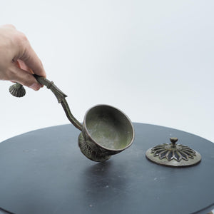 Hammered Copper Lotus Incense Burner: Antique Style Seedpod Design