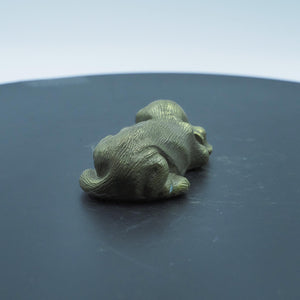 Vintage Solid Brass Lying Dog Figurine: Relaxed Sculpture