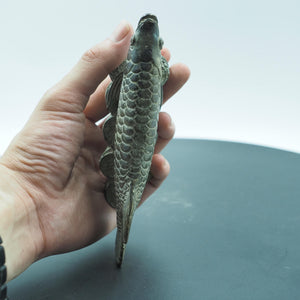 Pure Copper Golden Dragon Fish Figurine with Money Base, Symbol of Abundance and Prosperity