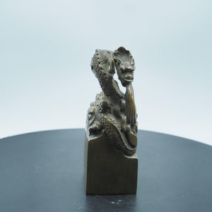 Copper Dragon Seal Stamp: Antique Style Desk Ornament