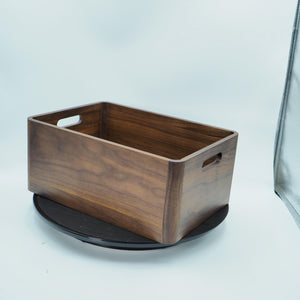 Handcrafted Black Walnut Wooden Storage Crate with Handles