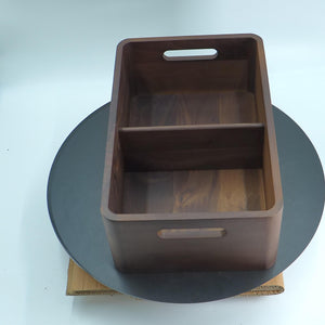 Handmade Walnut Wood Storage Box with Divider, Tabletop Organizer