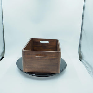 Handcrafted Black Walnut Wooden Storage Crate with Handles