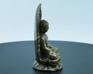 Antique Brass Buddha Statue: Home Decor Ornament (6.5x6x11 cm)