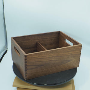 Black Walnut Storage Basket, Household Divider Organizer Box, Handled Cosmetic & Misc Storage