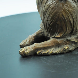 Copper Scottish Collie Dog Figurine: Detailed Hair Texture Sculpture
