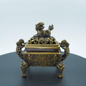 Copper Double Dragon Incense Burner: Aromatherapy Storage Container