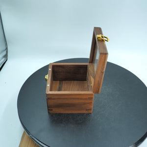 Handcrafted Black Walnut Wooden Box, Glass Lid Jewelry Organizer