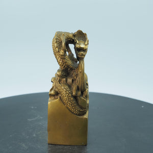 Antique Style Copper Dragon Seal: "Dragon Ruling the World" Collectible