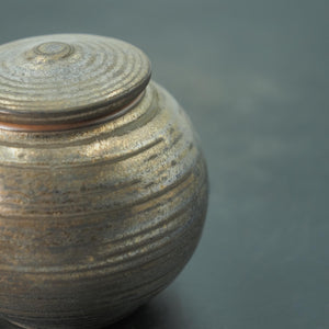 Vintage Ceramic Golden Jar, Mini Gradient Gold Canister, Shiny Blue and Pink Finish