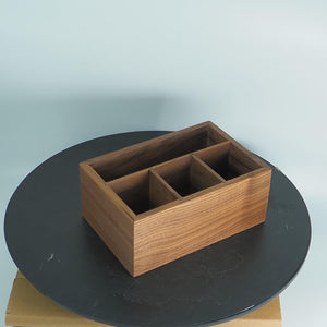 Handcrafted Walnut Multi-Compartment Organizer: Wooden Storage Box