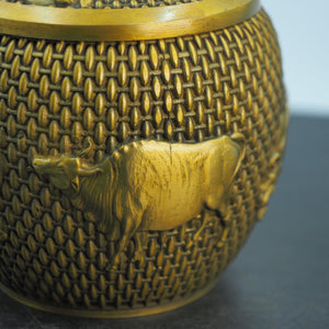 Copper Small Item Storage Jar, Five Bulls Tea Caddy Decorative Jar, Tennis Ball Shape