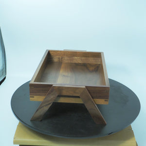 Black Walnut Countertop Cosmetic Organizer, Large-Capacity Solid Wood V-Leg Design, Storage for Bottles & Jars
