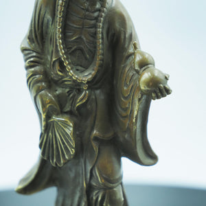 Pure Copper Ji Gong Statue - Living Buddha Daoji Monk Altar Decoration