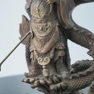 Copper Guan Yu Statue: Feng Shui Wealth God Caishen, Dragon Figurine