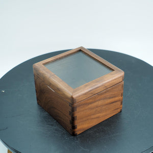 Handmade Walnut Glass-Top Box: Keepsake & Jewelry Organizer