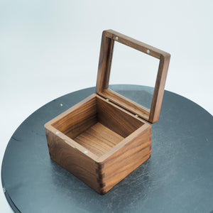 Handmade Walnut Glass-Top Box: Keepsake & Jewelry Organizer