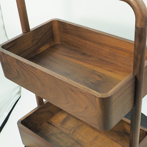 Handmade Two-Tier Walnut Wood Organizer, Solid Black Walnut Storage Rack, Modern Tabletop Display Shelf