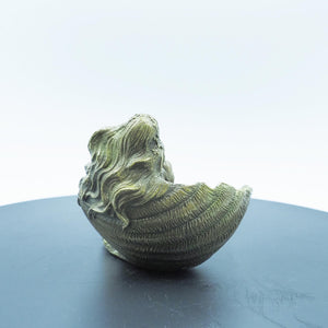 復古純銅貝殼美人魚雕像，性感3D裸體女神，水族箱裝飾