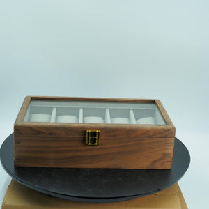 Elegant Black Walnut Watch & Bracelet Box, Glass Lid Display Case, Luxury Organizer