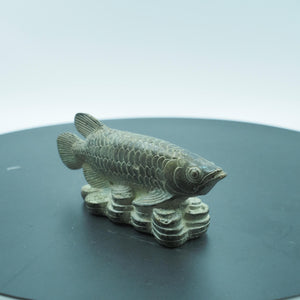 Pure Copper Golden Dragon Fish Figurine with Money Base, Symbol of Abundance and Prosperity