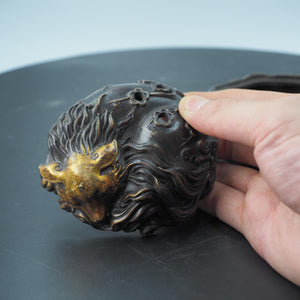 Antique Brass Nine-Tailed Fox Incense Burner Box: Copper Storage