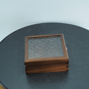 Handcrafted Black Walnut Keepsake Box, Patterned Glass Lid