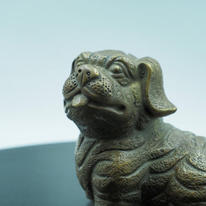 Small Copper Bulldog Figurine, Big Nose Design, Adorable Decorative Sculpture