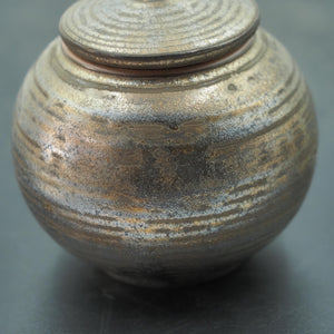 Vintage Ceramic Golden Jar, Mini Gradient Gold Canister, Shiny Blue and Pink Finish