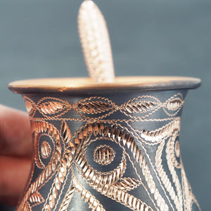 Hand-hammered Chasing Copper Mug Set, Engraved Coffee Cup , Artisan Drinkware