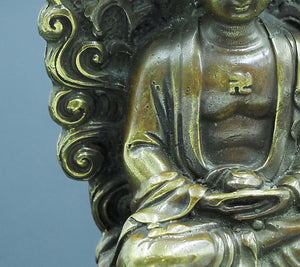 Antique Brass Buddha Statue: Home Decor Ornament (6.5x6x11 cm)