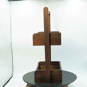 Two-Tier Walnut Wood Storage Rack, Handmade Black Walnut Organizer, Elegant Tabletop Display Shelf