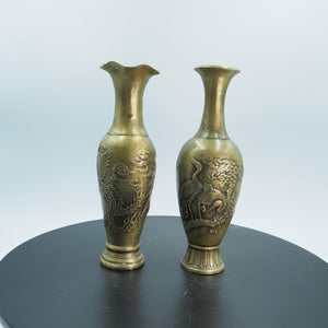 Pure Copper Dragon and Crane Vase: Chinese Artistry Ornament
