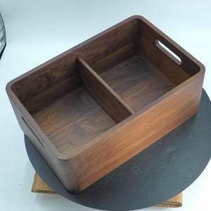 Handmade Walnut Wood Storage Box with Divider, Tabletop Organizer