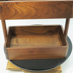 Handmade Two-Tier Walnut Wood Organizer, Solid Black Walnut Storage Rack, Modern Tabletop Display Shelf