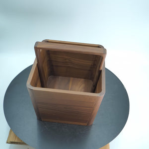 Handmade Walnut Wooden Storage Caddy with Handle, Solid Wood Organizer Box