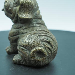 Small Copper Bulldog Figurine, Big Nose Design, Adorable Decorative Sculpture