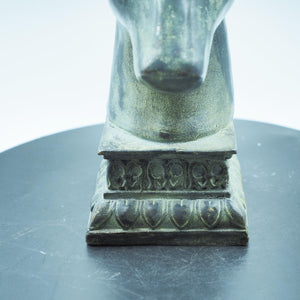 Large Bronze Deer Head Figurine, Powerful Presence, Rich Texture
