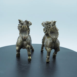 Copper Qilin Figurines: Antique Style Wealth Ornament Pair