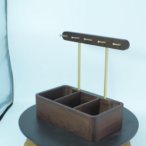Black Walnut Bracelet Box, Solid Wood Luxury ccc Tall Hook Hanging Design