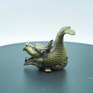 Copper Chiwen Ornament: Dragon Fish Roof Ridge Beast, Antique Decor