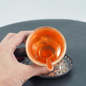 Hand-hammered Chasing Copper Mug Set, Engraved Coffee Cup , Artisan Drinkware