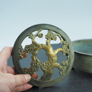 Pure Copper Plum Blossom Storage Box: Exquisite Carving, Large Capacity