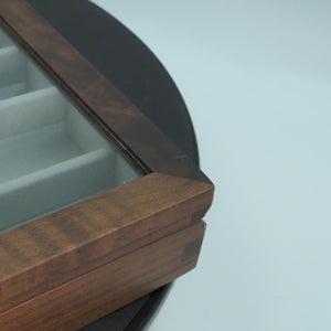 Women  Black Walnut Watch Box, Bracelet & Necklace Organizer, Rectangular Glass Display Design